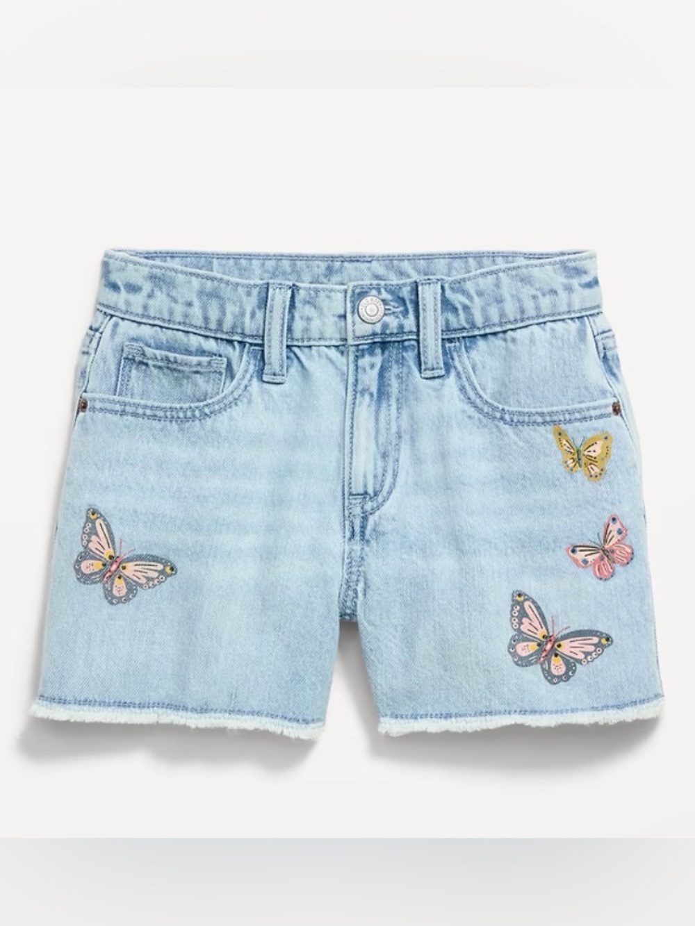 NWT Old Navy Kids Light Blue Denim Jeans with Butterfly Embroidery - Picture 3 of 4